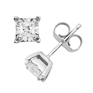 Diamond 10k White Gold Stud Earrings