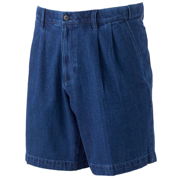 Mens pleated best sale denim shorts