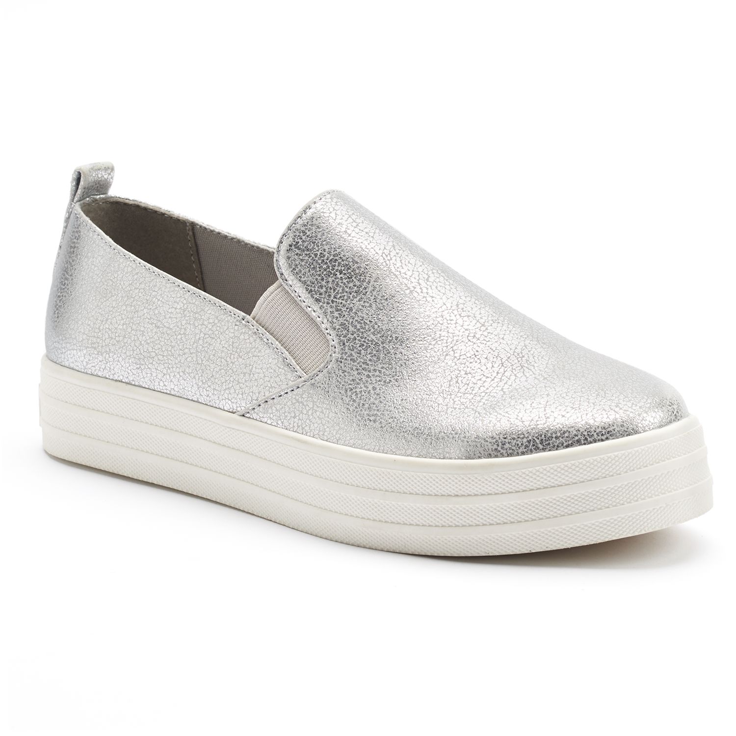 womens metallic slip on sneakers
