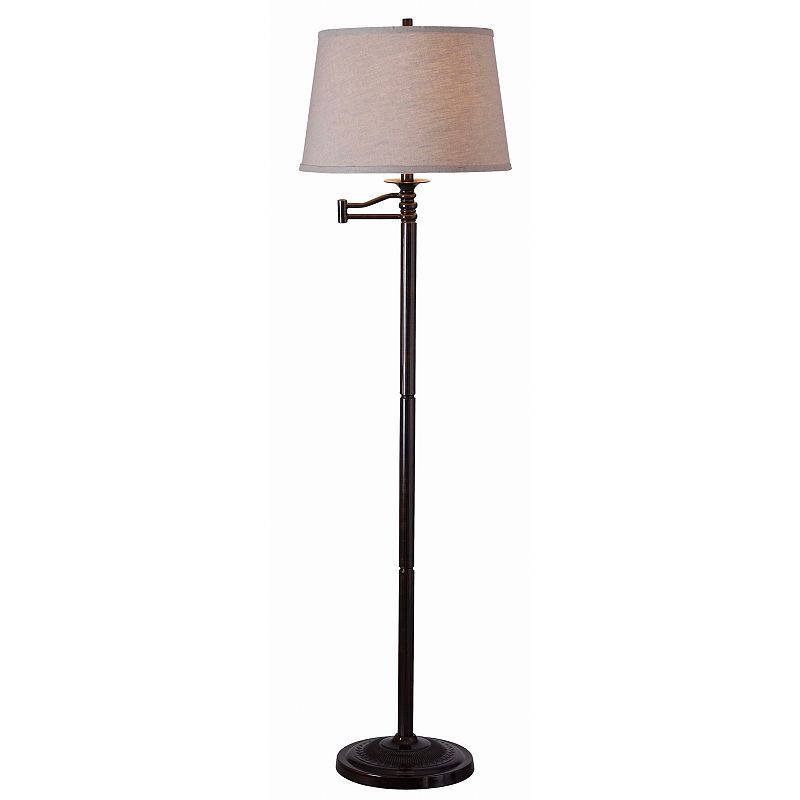 Riverside Swing-Arm Floor Lamp, Brown