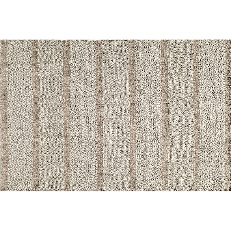 Momeni Mesa Striped Reversible Rug, Lt Beige, 5X8 Ft