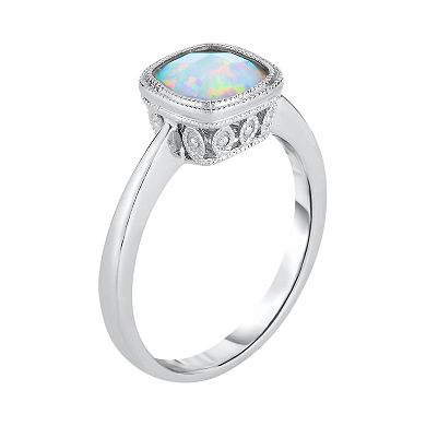 Oro Leoni Lab-Created Opal Sterling Silver Ring