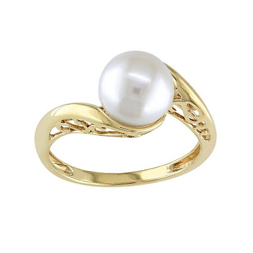Stella Grace Freshwater Cultured Pearl 10k Gold Swirl Ring