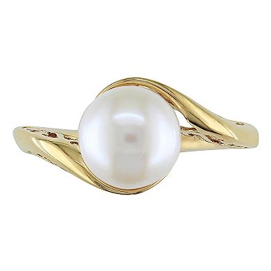 Stella Grace Freshwater Cultured Pearl 10k Gold Swirl Ring