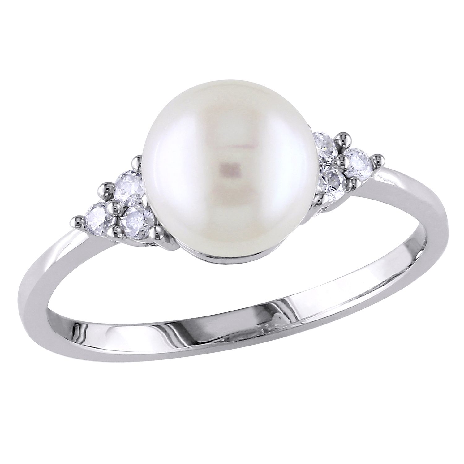 #8 sent by random 11-12mm freshwater pearl white gold plated ring US size #6 