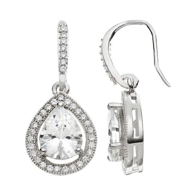The Silver Lining Cubic Zirconia Silver Tone Teardrop Earrings