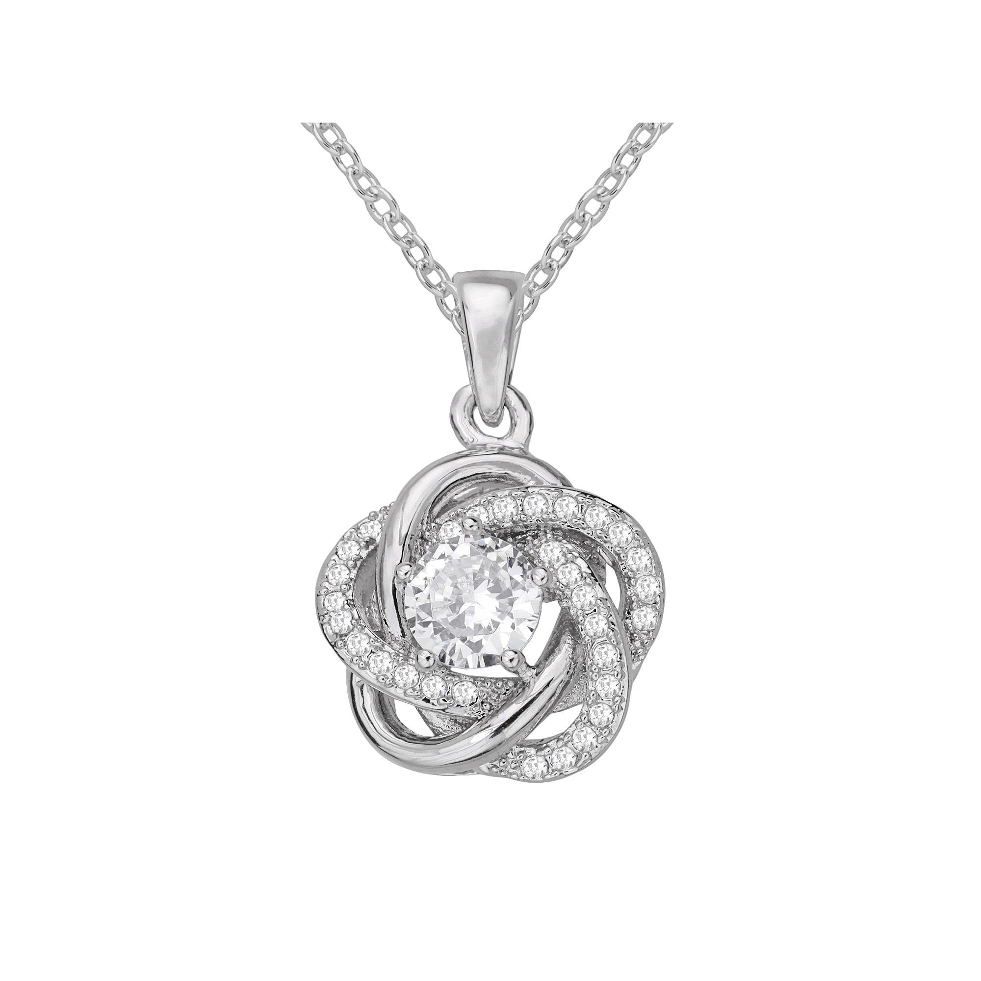 The Silver Lining Cubic Zirconia Silver Tone Love Knot Pendant, Womens, S