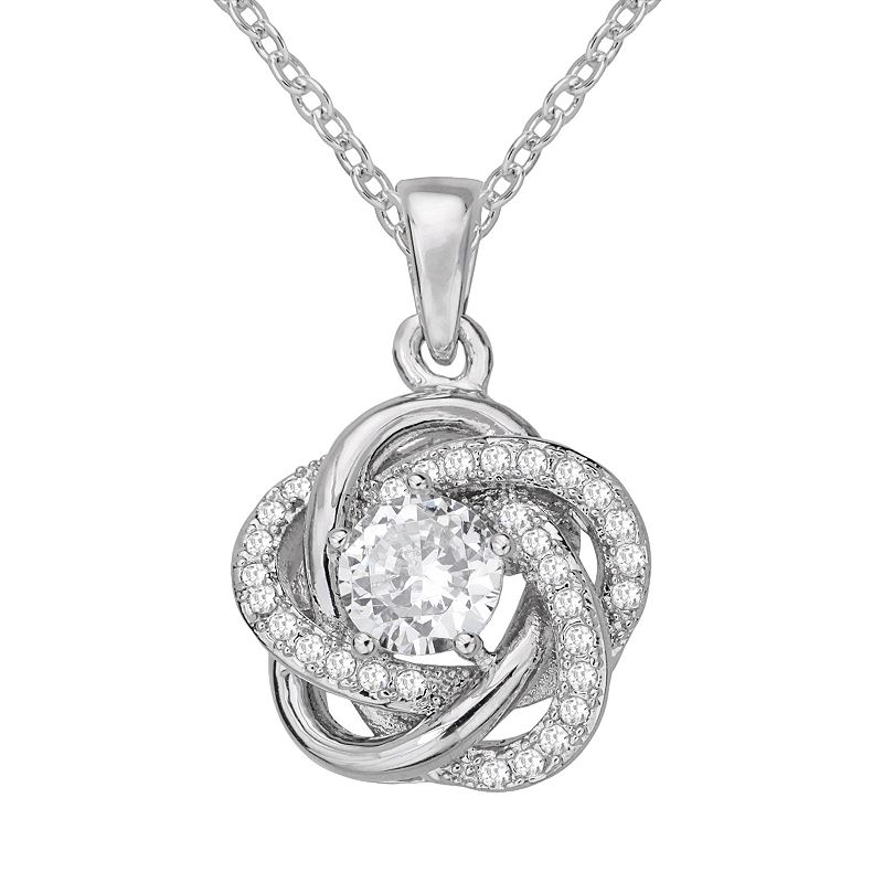 The Silver Lining Cubic Zirconia Silver Tone Love Knot Pendant, Womens, S