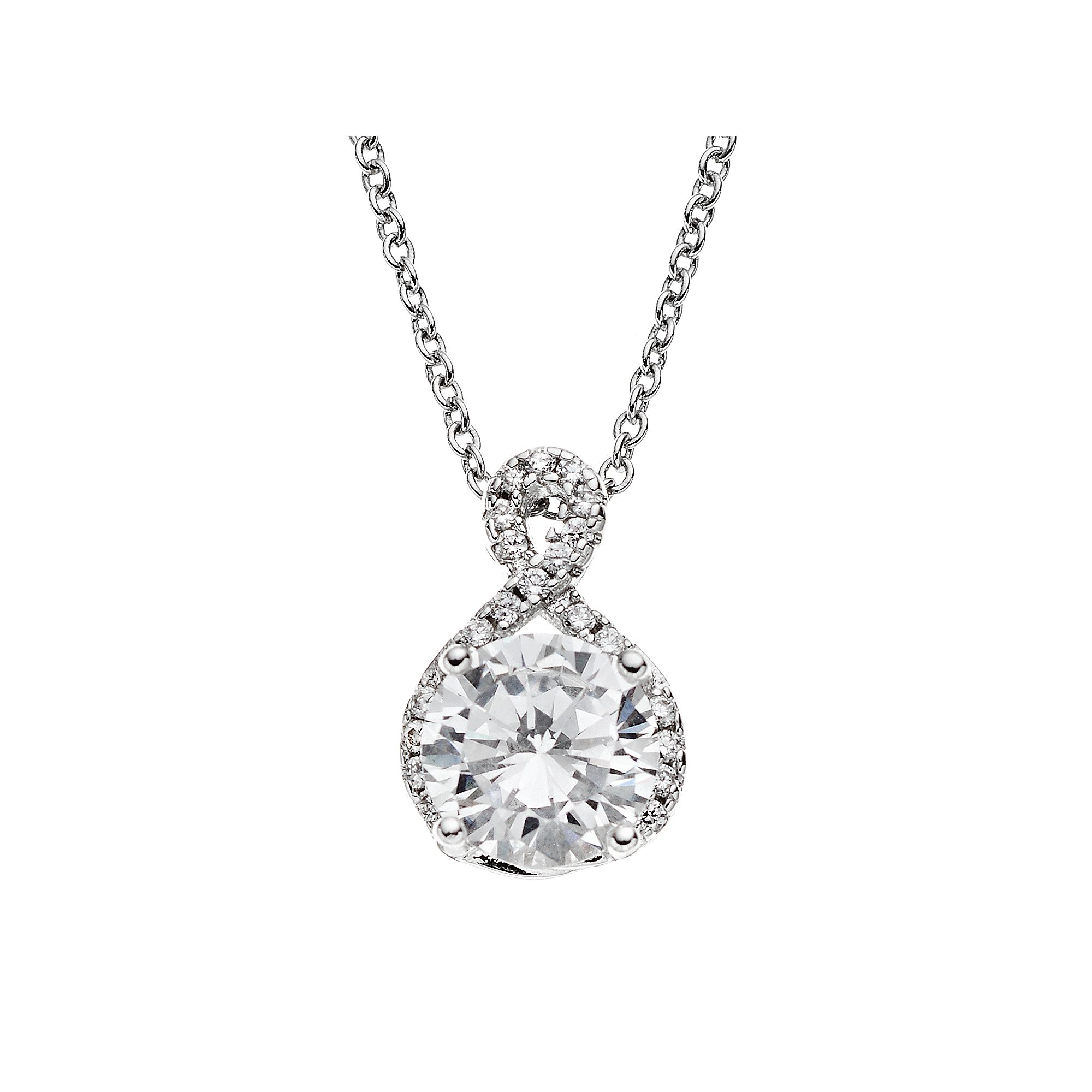 The Silver Lining Cubic Zirconia Silver Tone Twist Pendant Necklace, Women