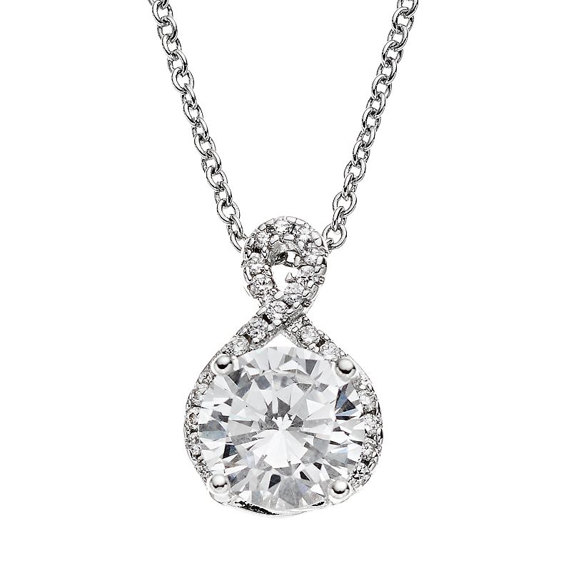 The Silver Lining Cubic Zirconia Silver Tone Twist Pendant Necklace, Women