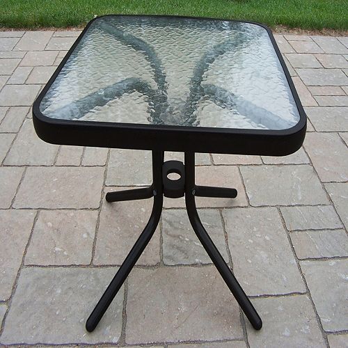 Glass Top Outdoor End Table