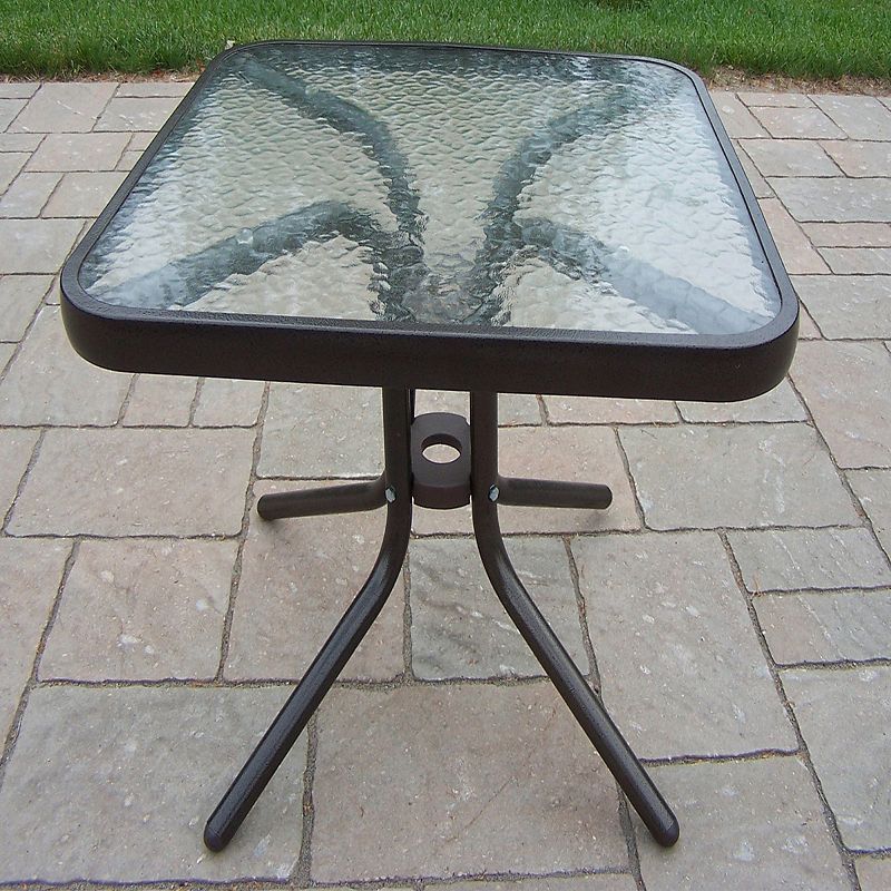 95757447 Glass Top Outdoor End Table, Brown sku 95757447