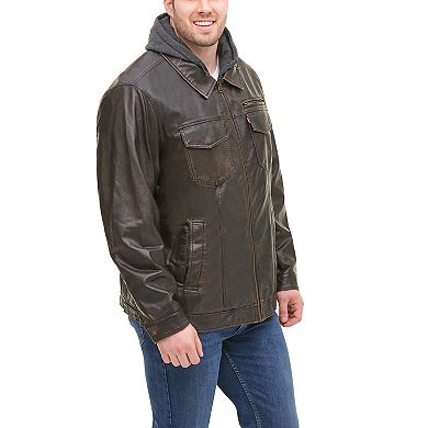 Big & Tall Levi's Faux-Leather Hooded Jacket