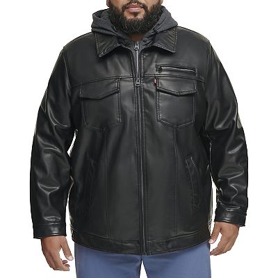 Big Tall Levi s Faux Leather Sherpa Lined Hooded Jacket