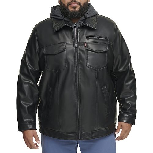 Big & Tall Levi's Faux-Leather Hooded Jacket