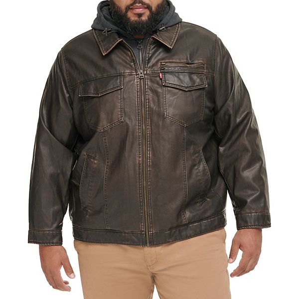 Big & Tall Levi's® Faux-Leather Sherpa-Lined Hooded Jacket