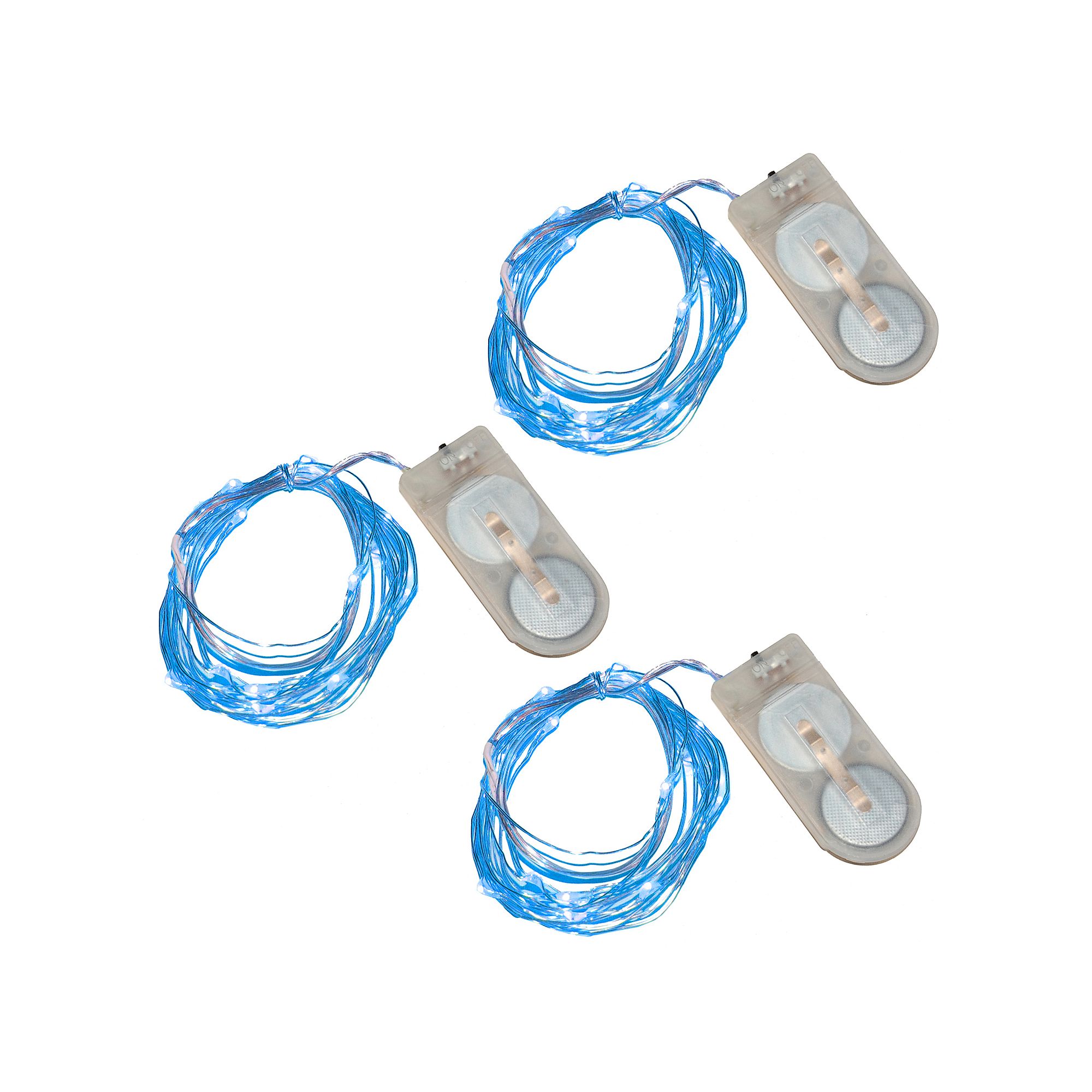 LumaBase 3-pk. Waterproof Battery Operated Mini LED String Lights, Blue