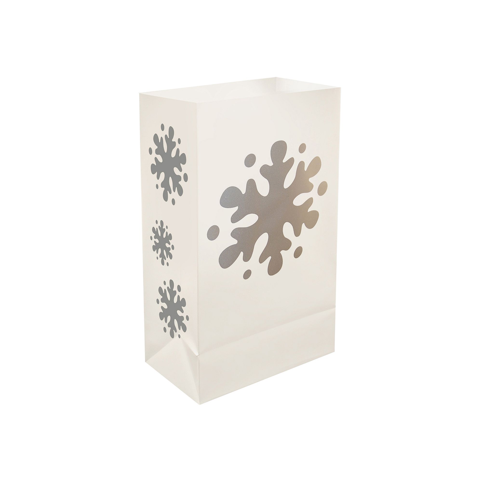 LumaBase 12-pk. Plastic Luminaria Bags - Indoor & Outdoor, Silver Snowflake