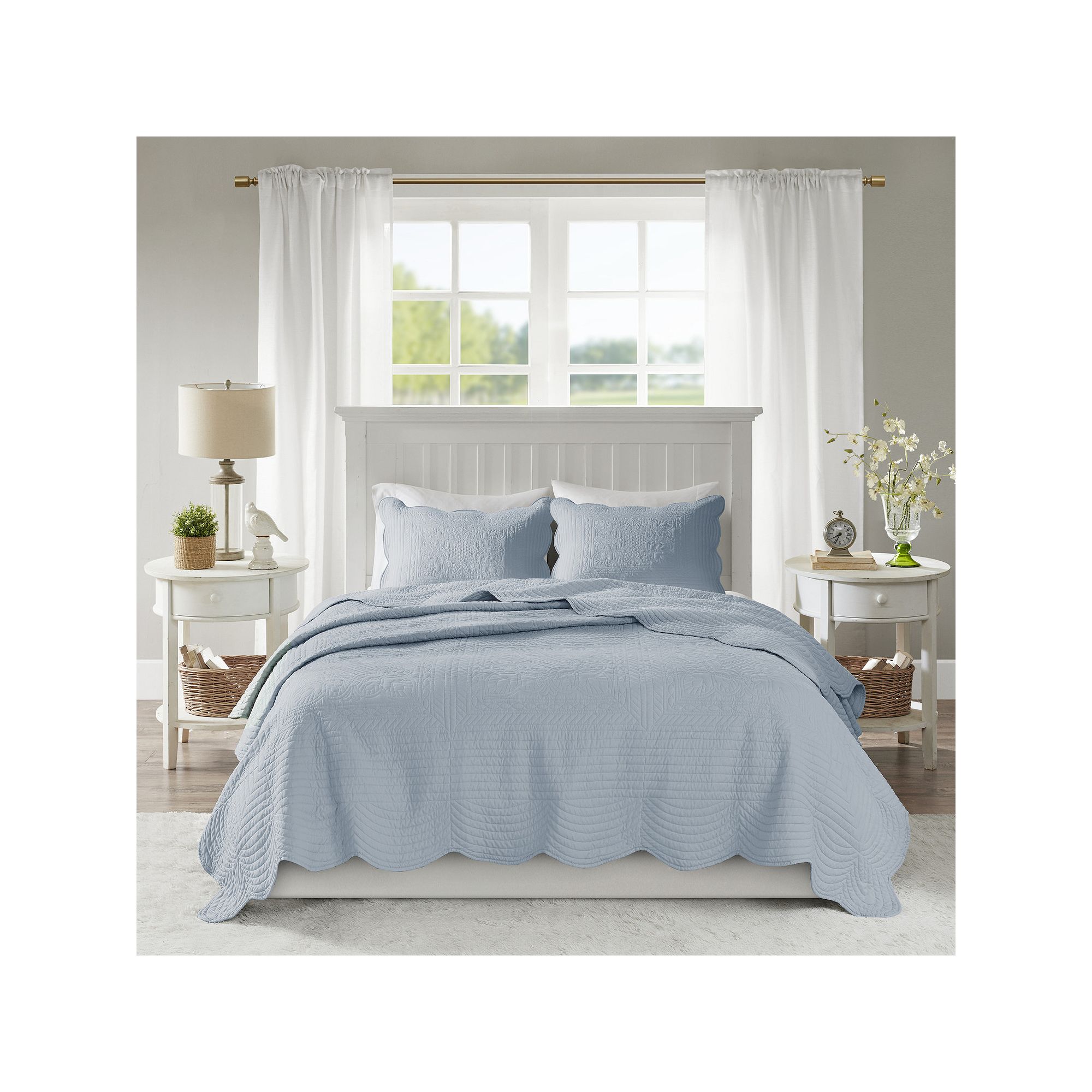 Madison Park Marino 3-Piece Reversible Lightweight Quilt Set, Blue