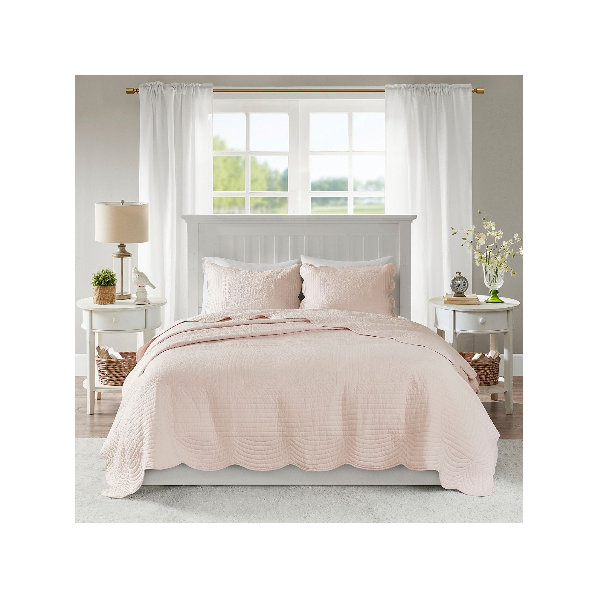 Madison Park Marino 3-Piece Reversible Lightweight Quilt Set, Blush
