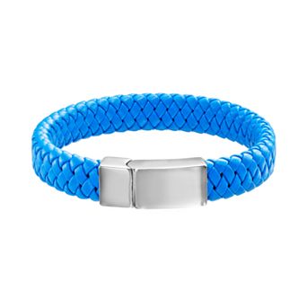 Gold LLC Stainless Steel Woven Leather Bracelet - Men