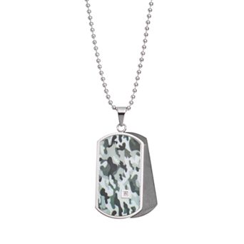 Gold LLC Diamond Accent Stainless Steel Camouflage Dog Tag Necklace - Men