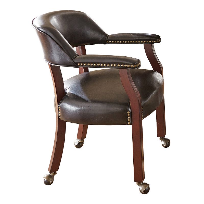 Tournament Rolling Captains Dining Chair, Black