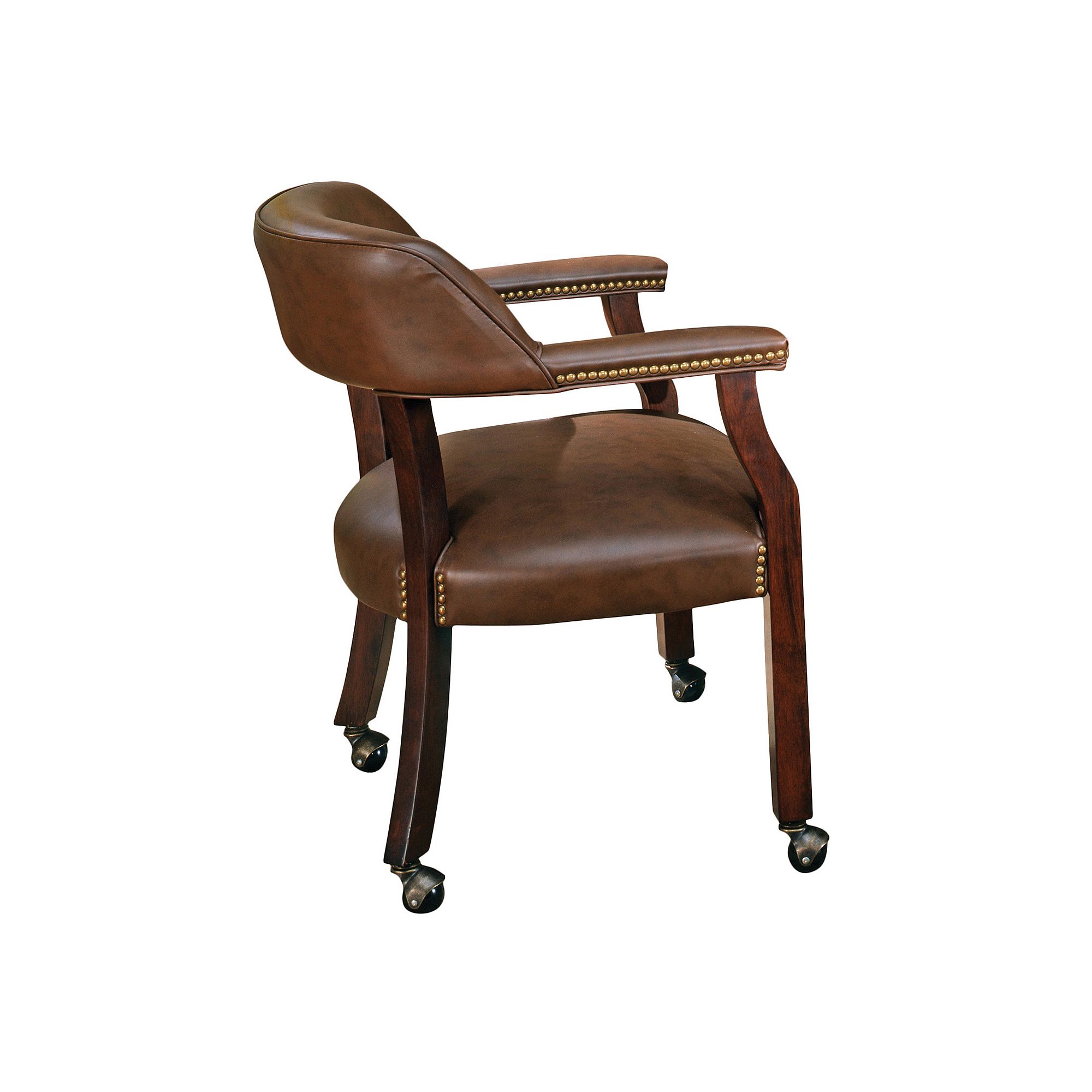 Tournament Rolling Captains Dining Chair, Brown