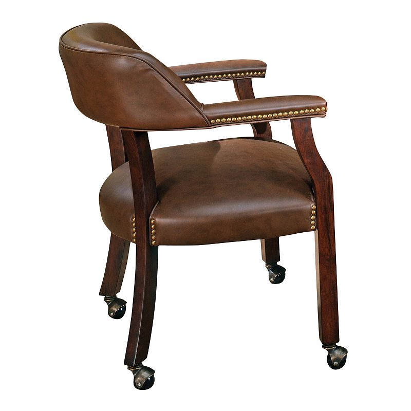 Tournament Rolling Captains Dining Chair, Dark Brown