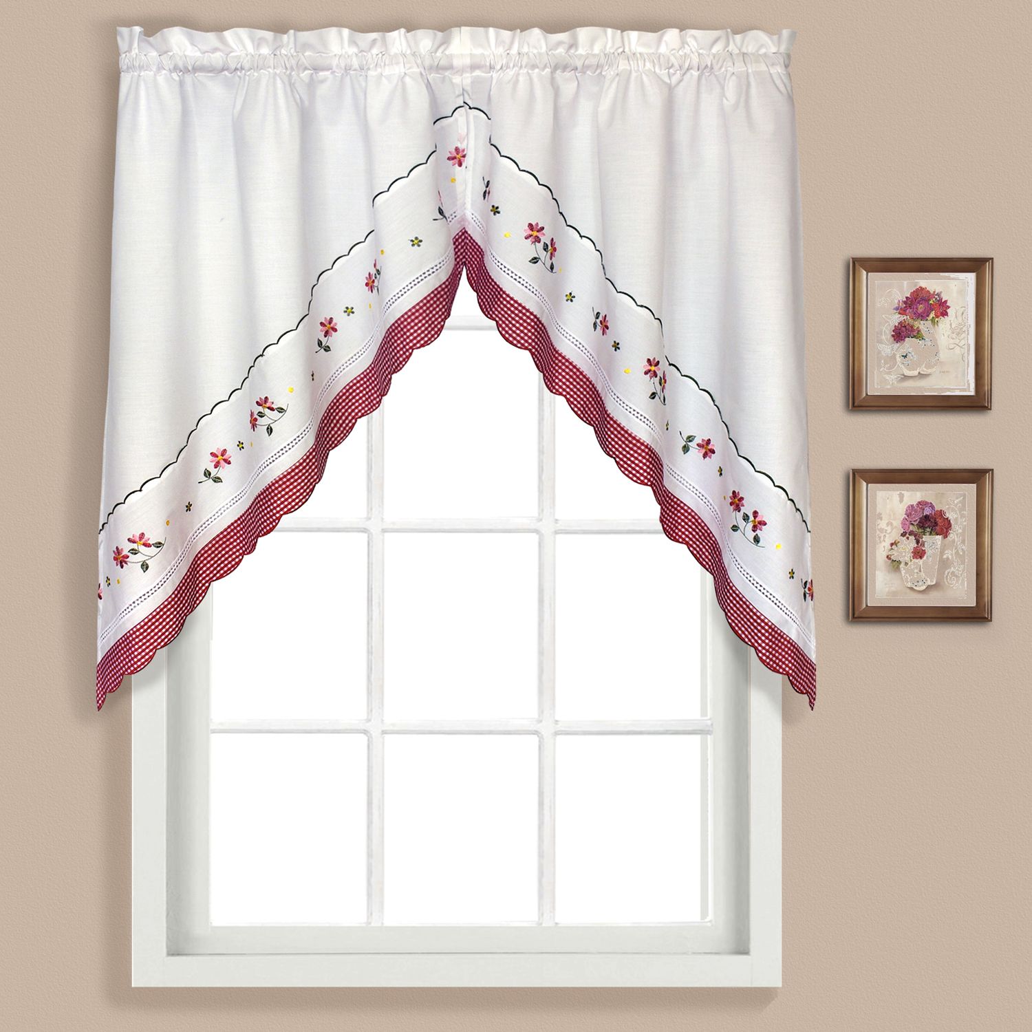 United Curtain Co Gingham Swag Curtains 60 X 38