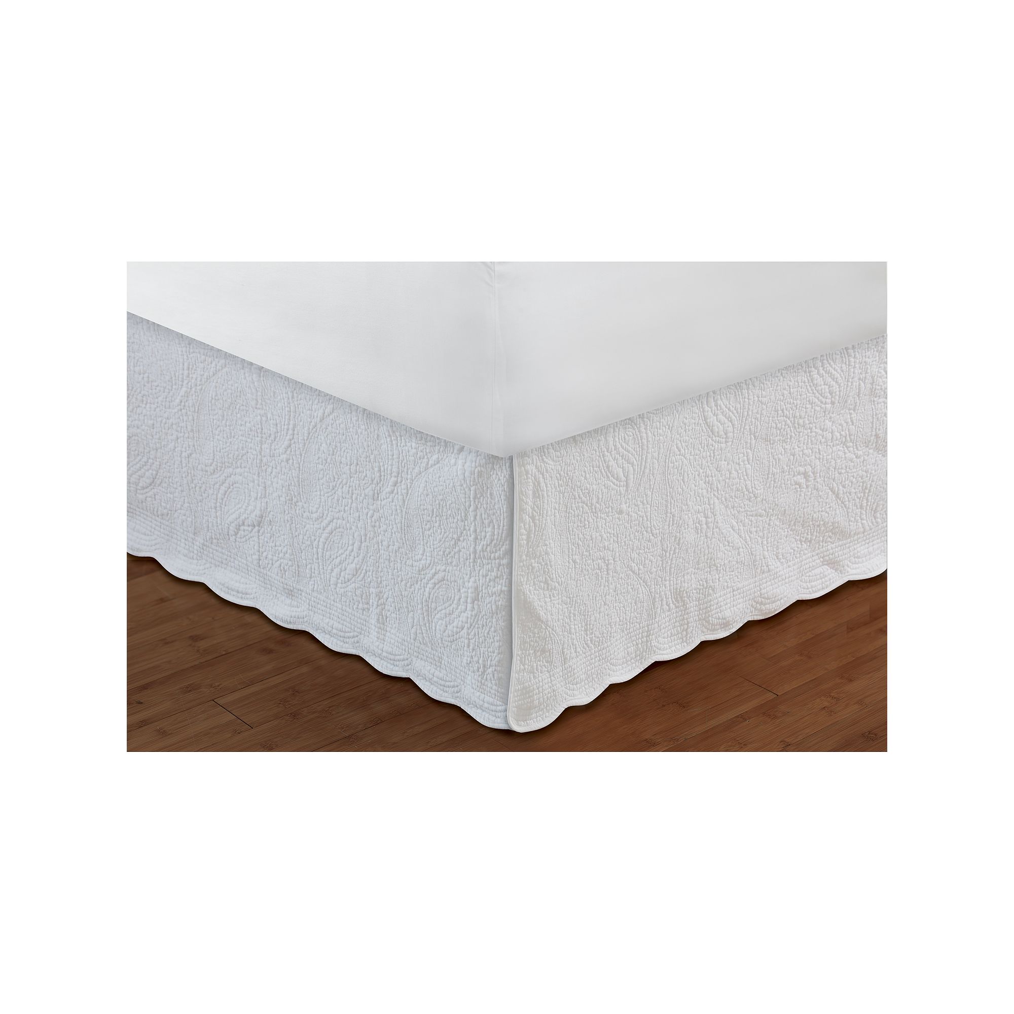 Greenland Home Fashions Paisley Quilted Bedskirt, Size: Full, White