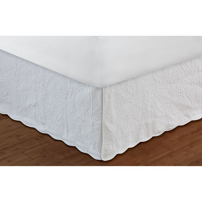 Greenland Home Fashions Paisley Quilted Bedskirt, White, Full