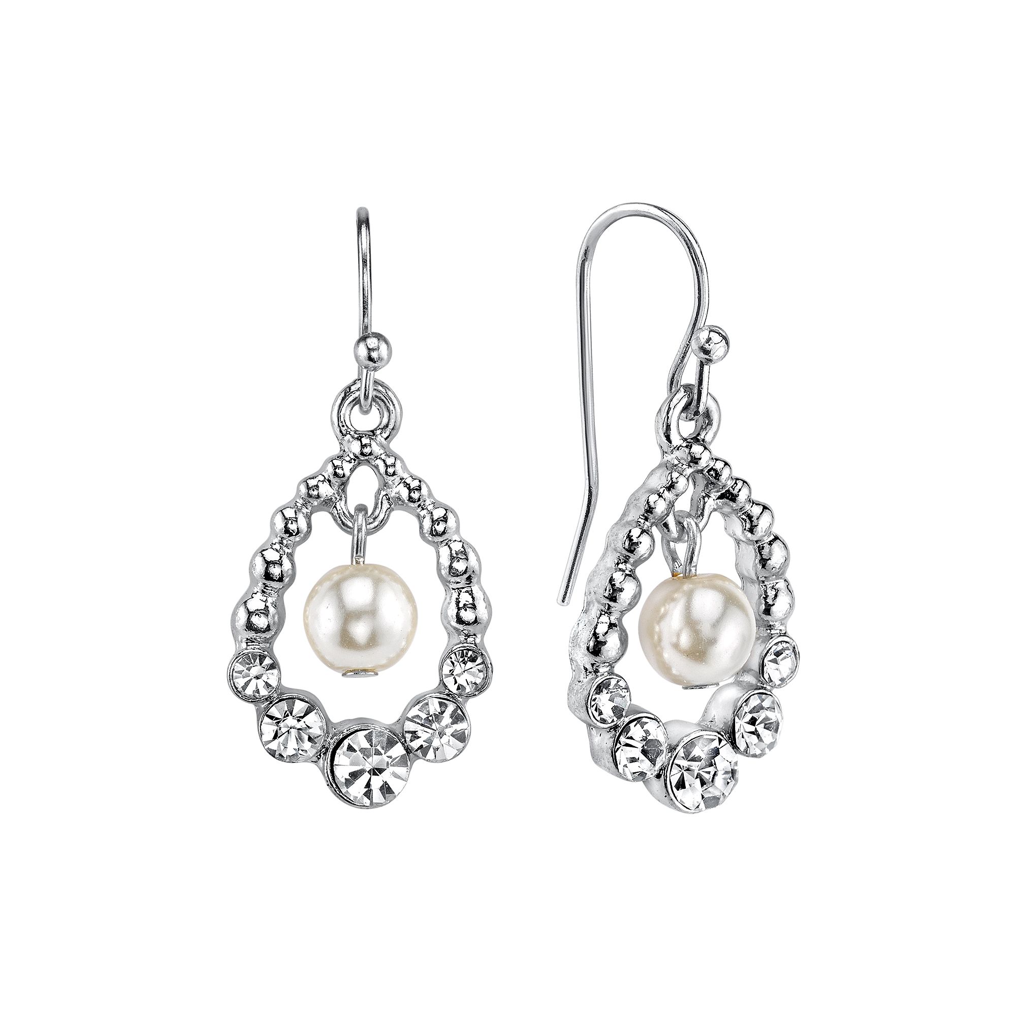 1928 Teardrop Earrings, Womens, White