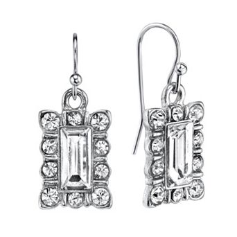 1928 Rectangle Halo Drop Earrings