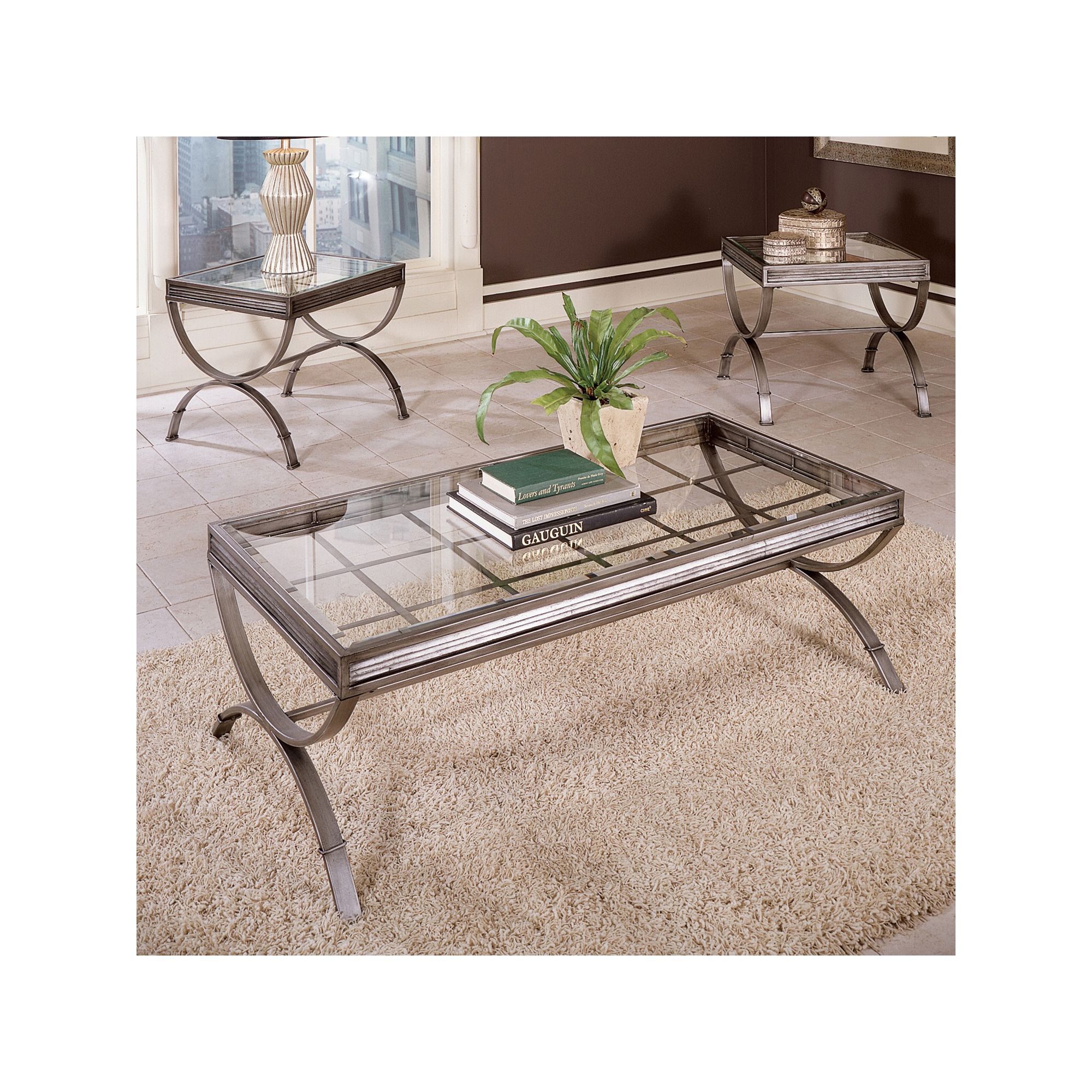 Emerson 3-piece Coffee & End Table Set, Nickel