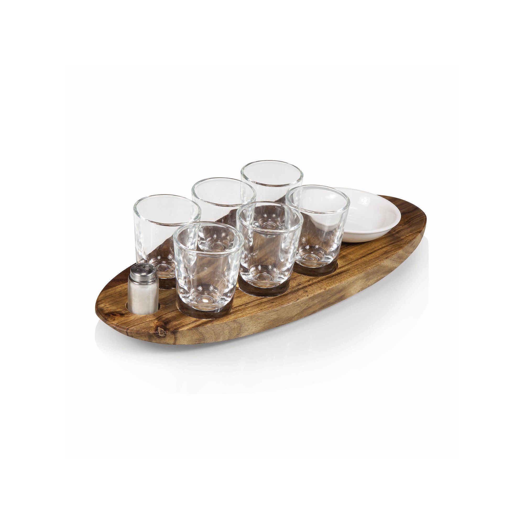 Picnic Time Cantinero Shot Glass Serving Set, Wood