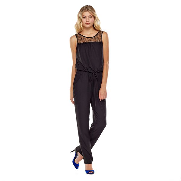 Juniors' City Triangles Lace Jumpsuit