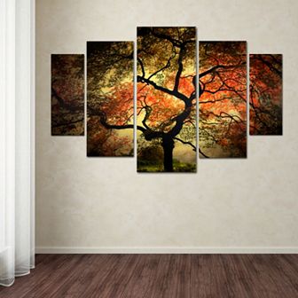 Japanese Tree 5 pc Canvas Wall Art Set