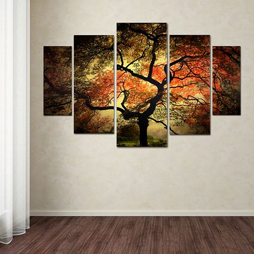 Japanese Tree 5piece Canvas Wall Art Set