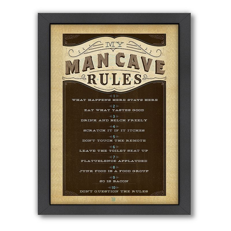 Americanflat Anderson Design Group Man Cave Rules Framed Wall Art, Mult