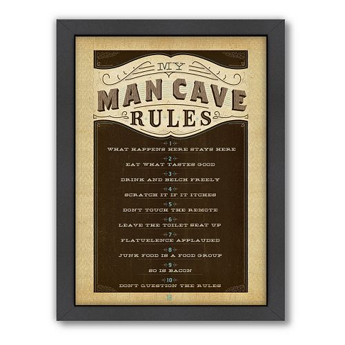 Americanflat Anderson Design Group ''Man Cave Rules'' Framed Wall Art