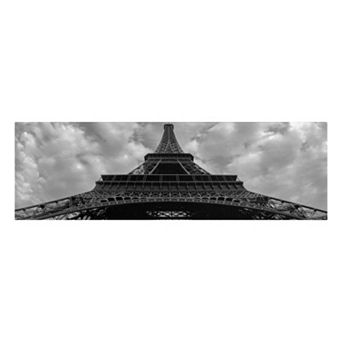 12" x 32" "Eiffel Panoramica" Paris Canvas Wall Art
