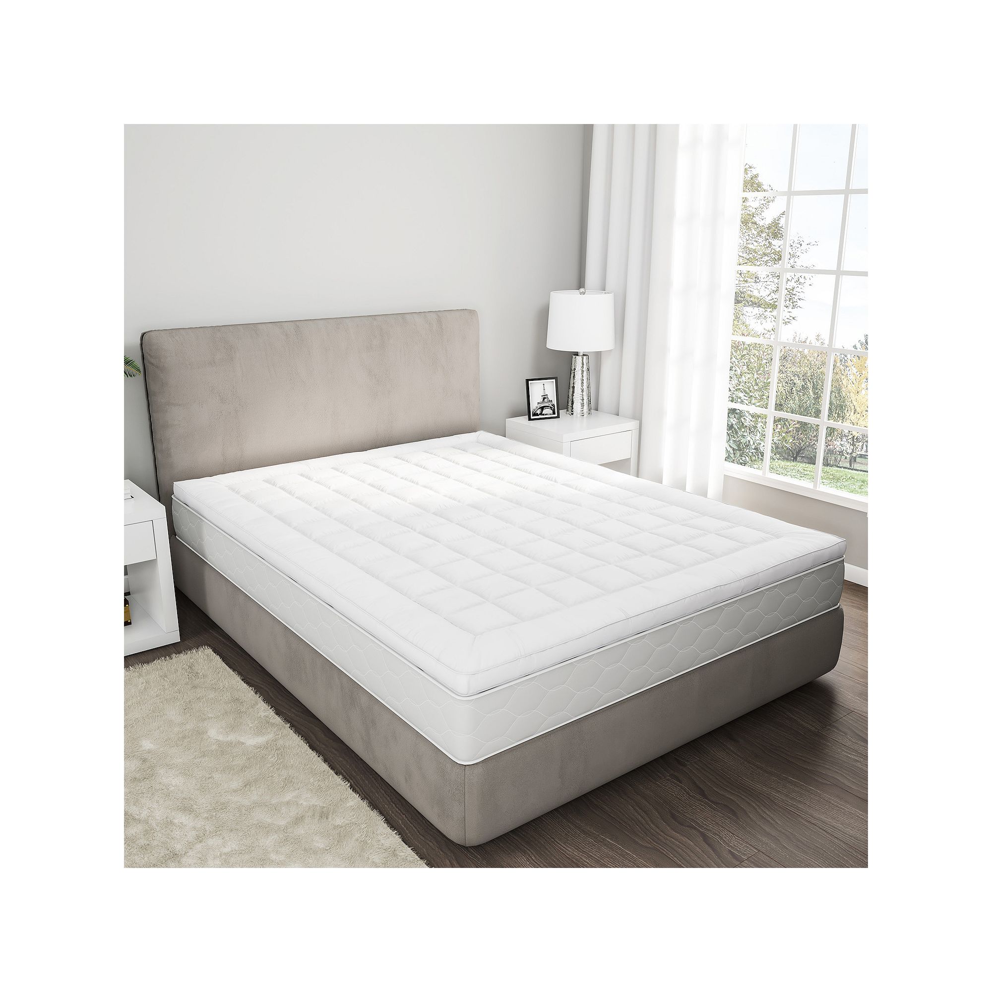 Down Alternative Hypoallergenic Mattress Topper, White