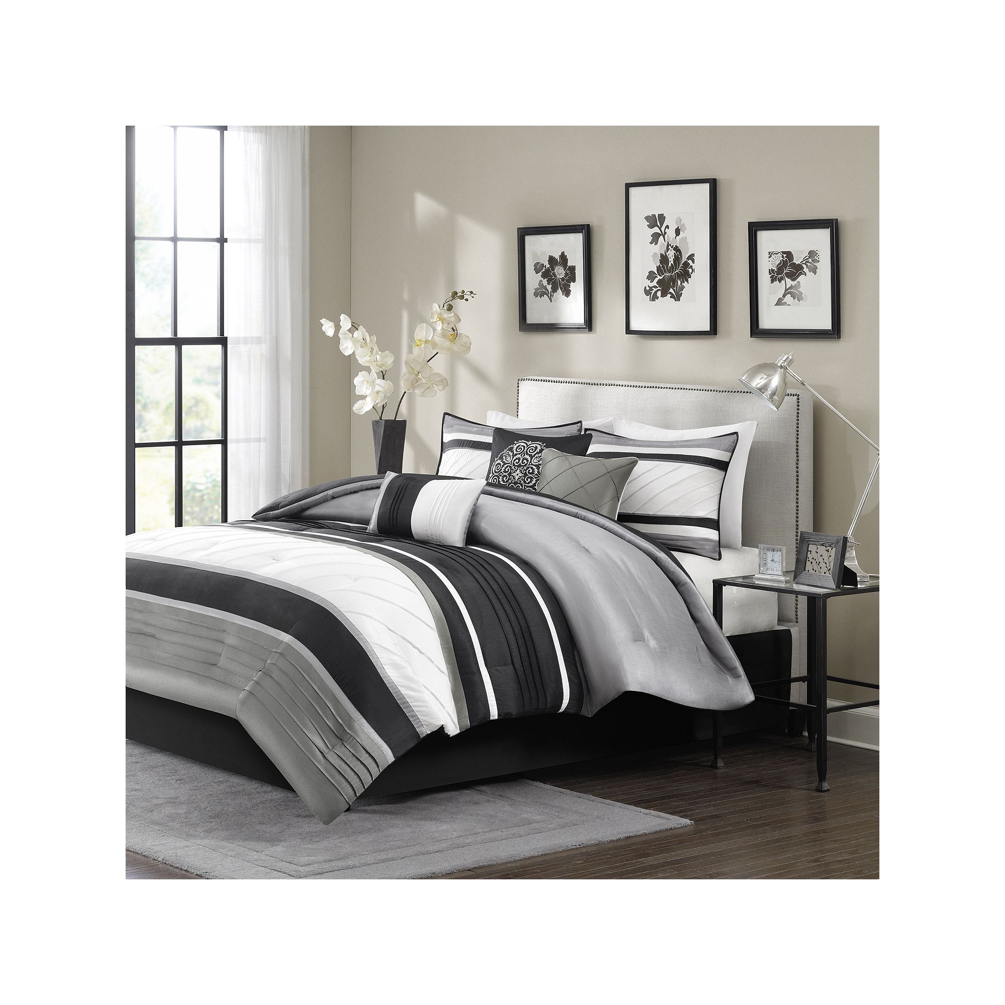 Madison Park Anderson 7-pc. Comforter Set with Throw Pillows, Gray