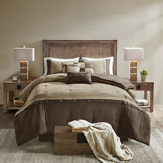 Madison Park Westbrook 7 pc Faux Suede Comforter Set with Throw Pillows