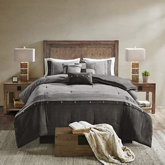 Madison Park Westbrook 7 pc Faux Suede Comforter Set with Throw Pillows