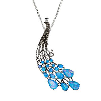 Marcasite & Opal Peacock high quality Necklace