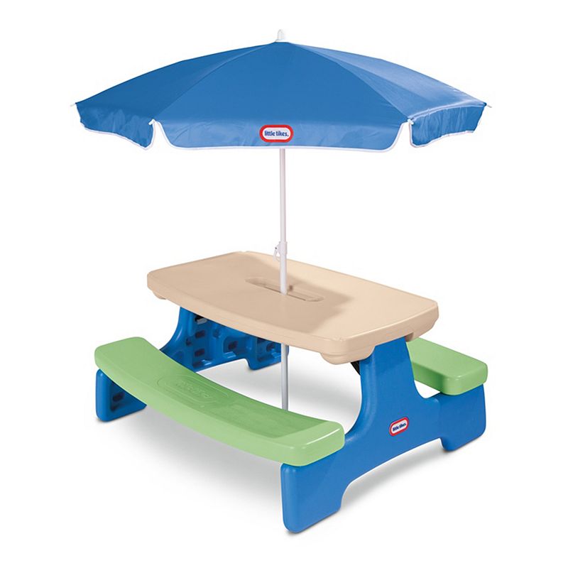 Little Tikes - Easy Store Picnic Table with Umbrella - Blue/Green