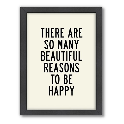 Americanflat Motivated Type ''Reasons to be Happy'' Typography Framed Wall Art