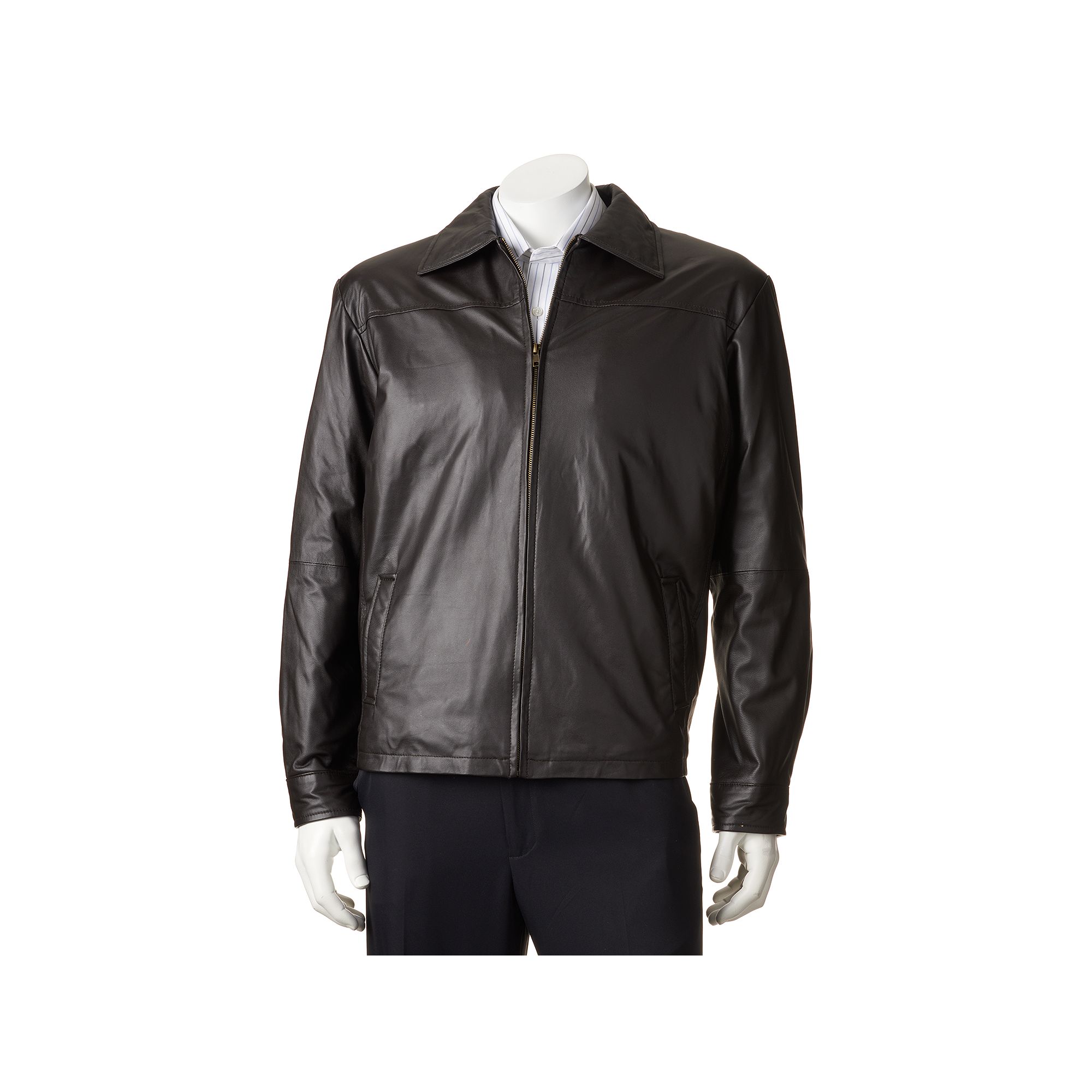 Big & Tall Excelled New Zealand Lamb Leather Open-Bottom Jacket, Mens, Siz